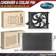 AC A/C Condenser & Cooling Fan Assembly Kit for Kia Sorento 2014-2015 2.4L 3.3L picture