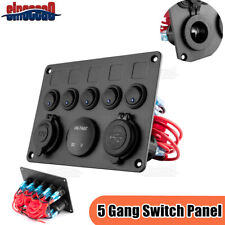 5Gang Blue LED Waterproof Rocker Switch Panel Breaker For Car Marine Boat RV 12V picture