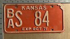 1971 Kansas license plate BA S 84 YOM DMV Barber Ford Chevy Dodge 14464 picture