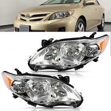 Fits 11 -13 Toyota Corolla LH RH Headlights Chrome Housing Halogen Clear Lens picture