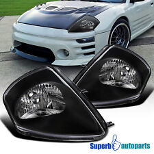 Fit 2000-2005 Mitsubishi Eclipse Black Headlights Front Head Lamp 00-05 Pair L+R picture