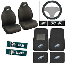 9pc Set NFL Philadelphia Eagles Car Front Rear Floor Mats Steering Wheel Cover picture
