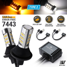 Error Free  White/Amber 7443 LED DRL Switchback Turn Signal Parking Light Bulbs picture