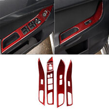 6Pcs Red Carbon Fiber Window Control Cover Trim For Mitsubishi Lancer 2008-15 picture
