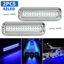2X Blue 42 LED Underwater BOAT MARINE Transom LIGHTS 316 Stainless Steel Pontoon picture