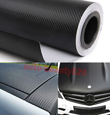 Air Release 3D Black Carbon Fiber Grain Entire Car Wrap Vinyl Strips Sticker AX picture