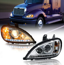 Freightliner Columbia Headlight LED Projector Stripe Crystal Pair Set 1996-2017 picture
