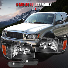 For Toyota Tacoma 2001-2004 Front Headlights Black Headlamps + Bumper Light Pair picture