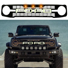 Front Upper Grille With LED letters Raptor Style Fits For 2021-2024 Ford Bronco picture