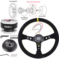 For 96-00 Honda Civic EK Suede Steering Wheel+Short Hub Adapter+Quick Release picture
