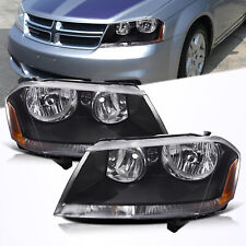 For 2008-2014 Dodge Avenger Black Replacement Headlights Headlamps Left + Right picture