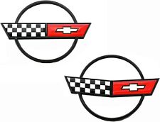 2pcs Black for 84-96 C4 Corvette Front Nose Badge + Rear Cross Flag Emblem picture