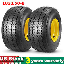 Set of 2, 18x8.50-8 Turf Tractor Lawn Mower Tires with Rim Wheel 4 Ply Tubeless  picture