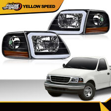 Fit for 97-04 F-150 Expedition LED DRL Headlights & Corner Lights Black/Clear picture