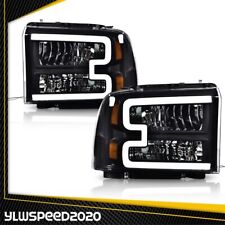 Fit For Ford F250 F350 F450 F550 2005-2007 Super Duty LED DRL Black Headlights picture