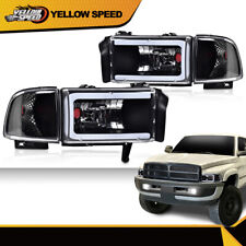 Fit For 94-02 Ram 1500 2500 3500 Black/Clear Corner LED DRL Headlight Lamps picture