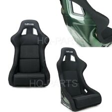 NRG GREEN CARBON FIBER FIXED BACK BUCKET RACING SEAT LARGE BLACK FABRIC & SUEDE picture