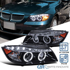 Fits 2006-2008 BMW E90 323I 335I 3 Series Smoke Projector Headlights LED Strips picture
