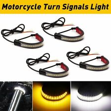 4pcs Motorcycle LED Flexible Strip Light DRL Turn Signal White Amber Switchback picture