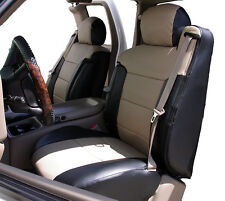 CHEVY SILVERADO 2003-2006 BLACK/BEIGE S.LEATHER CUSTOM FRONT SEAT & 2ARM COVER picture