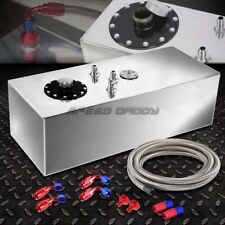 15 GALLON TOP-FEED ALUMINUM FUEL CELL GAS TANK+CAP+LEVEL SENDER+STEEL LINE KIT picture