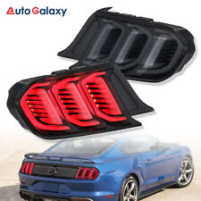 Pair LED Tail Lights Rear Lamps For 2015-2021 Ford Mustang Black Housing LH+RH picture