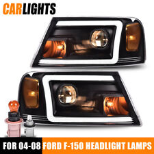 2X Black LED Tube Turn Signal Headlights Headlamps Fit For 2004-2008 Ford F150  picture