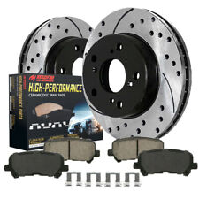 For Audi Q7 Rear Coated Drilled Slotted Disc Brake Rotors And Ceramic Pads Kit picture