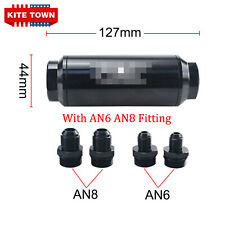 Aluminum Inline Oil Fuel Filter AN6 AN8 Fitting With 100 Micron Element  picture