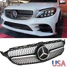Chrome Front Grille W/Emblem For 2015-18 Mercedes Benz C-Class W205 C300 Grill picture