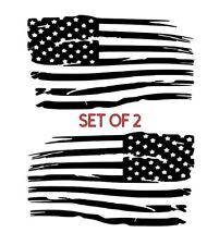 Distressed Tattered American Flag Vinyl Decal Sticker | Ripped Torn USA SET of 2 picture
