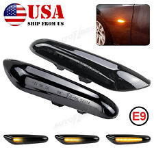 x2 Smoked LED Fender Side Marker Light Sequential Turn Signal Lamp for BMW 328i picture