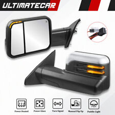 Chrome Flip Up Power Heated Tow Mirrors For 2019-2022 Ram 1500 w/ Puddle Light picture