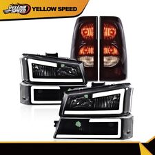 FIT FOR 03-07 SILVERADO LED DRL HEADLIGHTS BLACK/CLEAR + TAIL LIGHTS picture