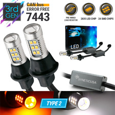 Error Free White/Amber 7443 LED Type2 Switchback Turn Signal Parking Light Bulbs picture