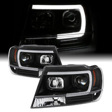 For 99-04 Jeep Grand Cherokee Black Projector Headlight [C-Shape Neon Tube LED] picture