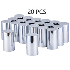 20PCS 33mm Lug Nut Covers Chrome ABS Long Thread-On Cylinder Fits Semi Truck picture
