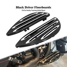 Black CNC Stretched Driver Front Floorboard Fit For Harley Touring Softail Dyna picture