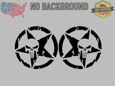 Army Military Star Punisher Skull Distressed Vinyl Decal Left Right Set blackout picture
