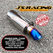 JS RACING UNIVERSAL SINGLE EXHAUST MUFFLER TITANIUM Inlet 2.5in Outlet 3in picture