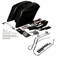 Unpainted Stretched Saddlebags &Conversion Brackets Fit For Harley Softail 84-17 picture