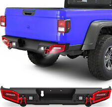 Rear Step Bumper for 20-2024 Jeep Gladiator JT Off-road Full Width Pickup+D-ring picture