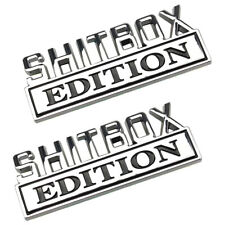 2X 3D SHITBOX EDITION Emblem Decal Badge Stickers Silver For GM GMC Chevy Truck picture