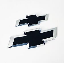 New 2011-2014 Chevy Cruze Matte Black Front Rear Bowtie Emblem Set picture