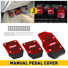 Red Non-Slip Manual Gas Brake Foot Pedal Pad Cover Car Accessories Parts 3Pcs picture