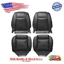 For 07-09 Ford Mustang Driver Passenger Bottom-Top Black Leather Seat Cover Set picture