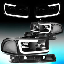 FOR 1999-2007 GMC SIERRA/YUKON PAIR LED DRL HEADLIGHT+BUMPER LAMPS BLACK/CLEAR picture