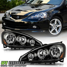 Black 2005-2006 Acura RSX Headlights Headlamps Pair Left+Right Replacement 05-06 picture