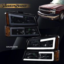 FIT FOR 03-07 SILVERADO AVALANCHE LED DRL HEADLIGHT BUMPER LAMPS BLACK/SMOKED picture