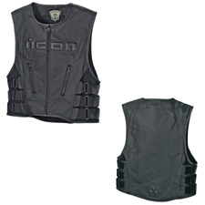 New Icon Regulator D3O Street Motorcycle Black Leather Vest - Pick Size picture
